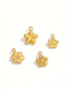 3pcs Stainless Steel Small Flower Pendant Findings 18K Gold Plated Charms For DIY Jewelry Making Supplies Accessories - Pendants - View 1