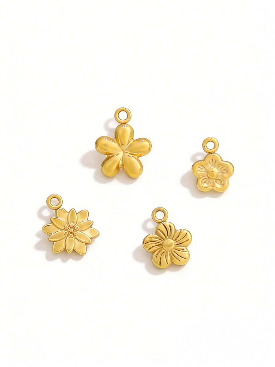3pcs Stainless Steel Small Flower Pendant Findings 18K Gold Plated Charms For DIY Jewelry Making Supplies Accessories - Pendants - View 1