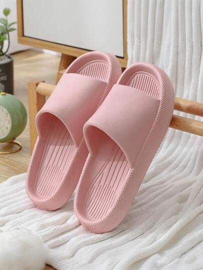 粉色小屋女士拖鞋，速干浴室拖鞋，女士办公鞋，云朵拖鞋，舒适女士凉拖，防水枕头拖鞋