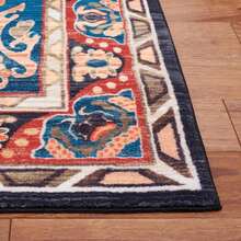 SAFAVIEH Washable Rug Riviera Collection - 6'7" Square, Red &Amp; Navy, Slip Resistant &Amp; Easy To Clean, Ideal For Living Room, Bedroom, Office, Kids Playroom, Dining Space (RIV155Q) - MàuF - Xem 6
