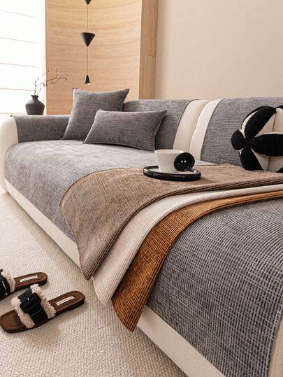 1件雪尼尔沙发垫套，现代简约风格沙发套，适用于客厅、卧室、办公室等家居装饰，四季皆宜。