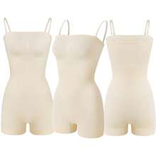 Women's Shapewear Rompers Strapless Bodysuit Shaper Jumpsuits Suitable For Outdoor Wear Body Shaper Bodysuit With Tummy Control, Butt Lifter, Chest Wrap,Plus Size, - 米色 - 查看 10