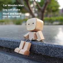 1pc Wooden Swinging Puppet Figurine, Interesting Car Decor, Swinging Ankle Wooden Doll, Car Accessories, Car Decor, Dashboard Decor, Handmade Wooden Car Decoration, Car Figurine Ornament Office Desk Desk Office Supplies Office Decor - A - View 2
