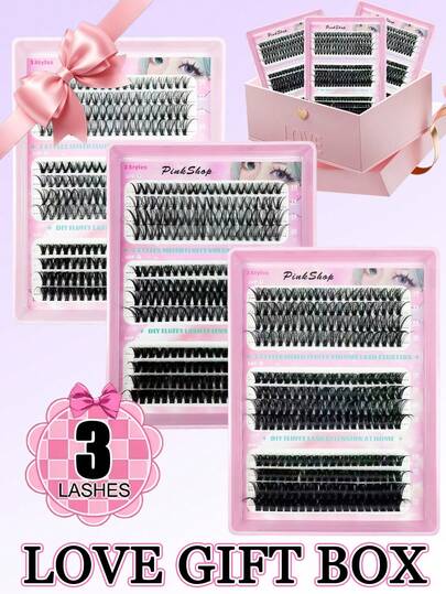 720개 풍성한 속눈썹 조합 세트, 3박스 클러스터 속눈썹, 20/60/40D+30/40/60D+40/60/80D 단일 속눈썹, 파티에 적합한 두껍고 곱슬거리는 풍성한 속눈썹, 만화 속눈썹, 여행 필수 메이크업 도구, 여성 걸를 위한 선물, 속눈썹, 자연스러운 개별 속눈썹, 개별 속눈썹