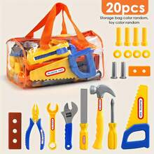 Conjunto de Ferramentas Infantis com Bolsa de Armazenamento Durável, Brinquedos de Construção para Brincar de Faz de Conta, Brinquedo Educativo STEM para Meninos & Meninas a Partir de 3 Anos, Perfeito para Aniversário & Aprendizado Pré-Escolar - Multicolorido - Visão 12