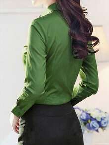 2026 Spring/Autumn Avocado Green Shirt, Women's Professional Formal Office Wear Long Sleeve Blouse - Avocado Green - View 3