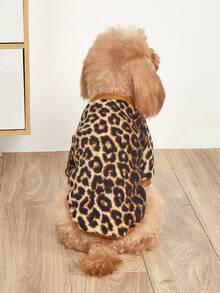 1pc Leopard Print Thermal Lined Pet Sweatshirt, Warm Winter Clothes For  And Cats - Multicolor - View 10