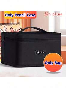 168-Piece Marker Pen Set, Including A Large Capacity Storage Box, A Multi-Function Canvas Pen Holder, And A Portable Folding Pen Bag, Perfect Holiday Gift For Storing 168 Colored Pens (Marker Pens Not Included) - Marker Pencil Case - View 4
