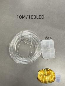 1pc LED String Lights, 8 Modes, Battery-Powered, Push Button Control, Ideal For Garden Landscape, Party, Home, Wedding, Valentine'S Day Lighting - Clear - View 14