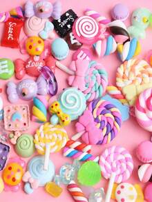 10/20/30/50/100/200/300/400/500/1000/件装糖果史莱姆饰品可爱套装混合树脂糖果平底史莱姆制作材料，适用于DIY工艺品制作和装饰品DIY剪贴簿 - 彩色 - 查看 9