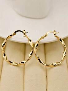 1对优雅圈形耳环，适合女士佩戴，可作为结婚纪念日、订婚派对首饰或情人节礼物。 - 1# - 查看 7