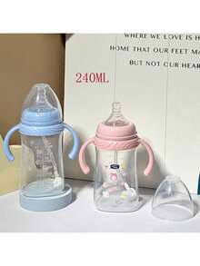 1 Pieza Biberón de enfermería a prueba de derrames con agarre de bola de gravedad, taza de agua para bebé recién nacido a prueba de asfixia y duradera, 8/11.5 oz - Multicolor - Ver 1