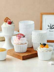 50/100/200个装纸杯蛋糕衬垫，烘焙纸杯，一次性玛芬纸杯，防油耐热纸杯蛋糕包装纸，纸杯蛋糕托，纸质蛋糕杯，烘焙托盘工具，荷叶边纸杯蛋糕衬垫，适用于芝士蛋糕、布朗尼蛋糕等，适合节日派对、婚礼、生日、情人节、开斋节等场合。 - 彩色 - 查看 2