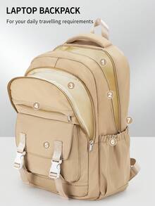 Cute Aesthetic Style Student Backpack, Casual Daypack, Japanese Kawaii Middle/High School Backpack For Girls, Waterproof Durable Large Capacity Multi-Pocket, Fits 15.6" Laptop, College Student School Bag, Lightweight Computer Backpack, Durable Student Backpack, Casual Backpack Travel Bag With Laptop Compartment, Unisex Student Backpack Office Bag - Multicolor - View 10