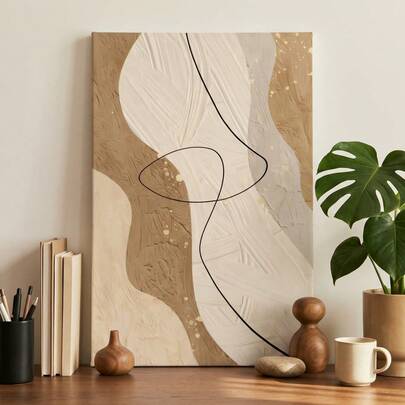 1pc Canvas High Definition Printed Painting Poster, Frameable Abstract Pattern Beige Modern Stylish Decor Art, Suitable For Living Room, Bedroom, Sofa Background, Entryway Cabinet, Tabletop And Floor Standing Decoration, Wall Art, Replaceable Canvas