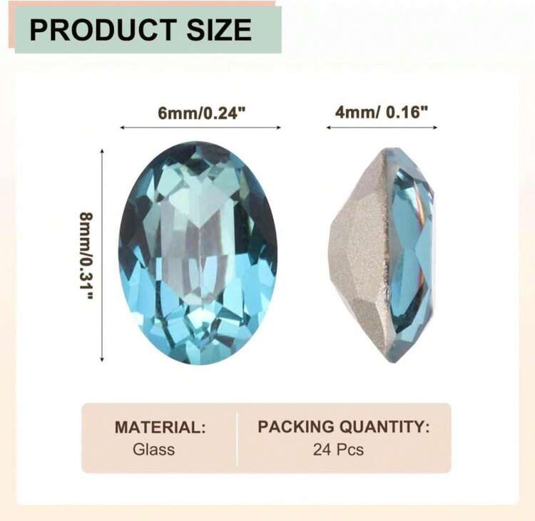 MECCANIXITY 24Pcs Oval Pointed Back Rhinestone, 6 X 8mm Oval Faceted Glass Rhinestone Gems Pointed Back Faceted Glass Beads For Nail DIY Jewelry Making Crafts Shoes Crystal, Dark Green - MàuC - Xem 2