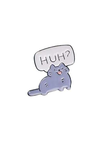 Broche de esmalte con diseño de gato confundido HUH, adorno de moda, insignia para solapa, bolso, joyería, regalo