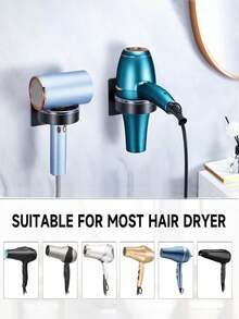 Rose Gold Blow Dryer Holder, Multi-Function Curling Iron Rack, Bathroom Wall-Mounted Storage Shelf, Black ABS Material With Small Drawer, Can Hold High-Power Hair Dryer & Straightener, Heat-Resistant Design, Stable Load-Bearing, Easy Installation Without Drilling, Protect Wall, Organize Beauty Tools, Upgrade Living Quality - View 7
