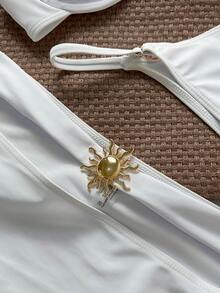 Conjunto de 3 piezas Bikini de estilo europeo sexy para mujer, verano - Blanco - Ver 9