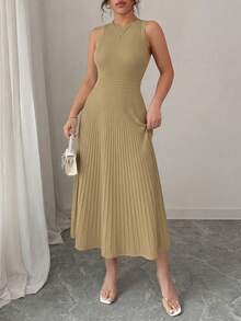 PRETTYGARDEN Women's Summer Dresses Casual  Business Work Midi Sleeveless A Line Pleated Evening Elegant Dresses Cocktail Wedding Guest Graduation Dress Camel Dresses For Women - 駝色 - 查看 4