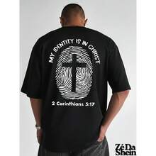 Streetwear Gospel Church Religious Prayer Digital T-Shirt 2 Corinthians 5:17 Street Urban Culture Unisex 100% Cotton Top Premium Streetwear Immediate Shipping Various Colors!! - 黑色 - 查看 2