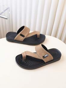 儿童时尚拖鞋 / 儿童夏季时尚舒适轻便软底人字拖凉鞋 - 卡其色 - 查看 4