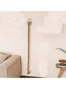 Wall-Mounted Cat Climbing Rope & Platform - Thick Natural Sisal Rope, Suitable For Indoor Cats, Space-Saving Pet Exercise Toy With Safety Wall Hooks, Promotes Physical Activity And Mental Stimulation - Multicolor - View 11