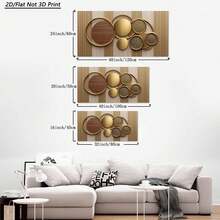 1pc Golden Circles And Wood Texture Large Canvas Wall Art,2D Flat Art Print,Horizontal Wall Art Paintings Ready To Hang, Modern Style Artwork Decor For Office And Christmas,24x48in,Thick Wooden Frame,Hi-Density Print,Bedroom Art Piece | Modern Wall Art | Textured Canvas - 二維平面藝術印刷品 - 查看 4