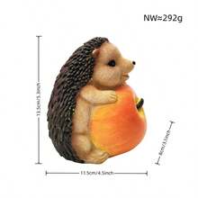 Meet Your Garden's Whimsical Guardian! This Charming Hedgehog Statue, Carefully Clutching A Tiny Mushroom And A Big Apple, Brings A Smile To Any Space. Perfect For Your Desk, Windowsill, Or Garden Patio To Add A Touch Of Heartwarming Joy. - Brown - View 12