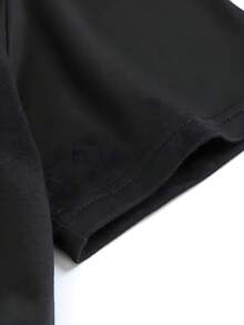 Camiseta de manga corta para mujer, talla grande, con estampado de salpicaduras de pintura y símbolo de la paz, cuello redondo, diseño novedoso, informal, divertida, con estampado gráfico, 1 - Negro - Ver 3