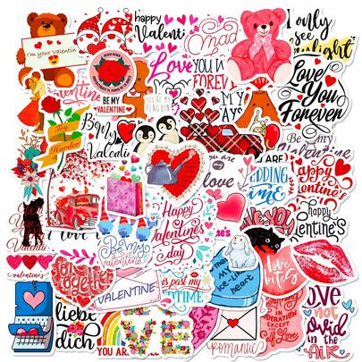 50 PIEZAS de pegatinas del Día de San Valentín, calcomanías con tema de amor para adultos, perfectas para decorar tarjetas de felicitación, envoltorios de regalo, álbumes de recortes, diarios, portátiles, botellas de agua, recuerdos de fiesta, invitaciones de boda y celebraciones del Día de San Valentín, con lindos osos, corazones, rosas y citas de amor, pegatinas de vinilo resistentes al agua para proyectos artesanales y regalos personalizados