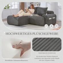 Modułowe kable dla 2 osób (z Hockernem), dowolne kombinacje, z miejscem do przechowywania i innymi opcjami, idealne do Wohnzimmer, Familienzimmer i innych pomieszczeń. Ciemnoszary - Szary - Zobacz 4
