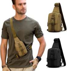 Men's Tactical Sports Crossbody Bag Outdoor Men's Messenger Bag Small - 卡其色 - 查看 10