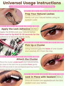Eimny EIMMY Lash Clusters Kit ,3Style Ultra Lightweight And Comfy, Wispy Fairy Fluffy Eyelash Clusters Anime Cosplay Individual Lash CD Curve 10-16Mm Full Tool Set With Glue, Tweezers, Brushes,Lightweight & Reusable - Multicolor - View 8