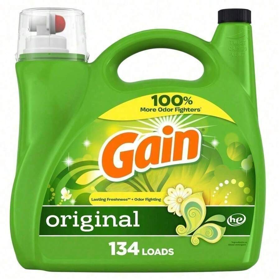 Gain Laundry Detergent Liquid With Odor Fighters, Original Scent, 46 Fl Oz, 32 Loads – Powerful Stain Removal, Odor Control, And Freshness – Long-Lasting Original Scent That Keeps Clothes Fresh For Weeks – Tough On Dirt, Gentle On Fabrics – Hypoallergenic, For All Washers – Ideal For Family-Sized Loads, Deep Cleaning, And Everyday Use – Keeps Clothes Soft, Clean, And Smelling Great - 1 - Xem 1