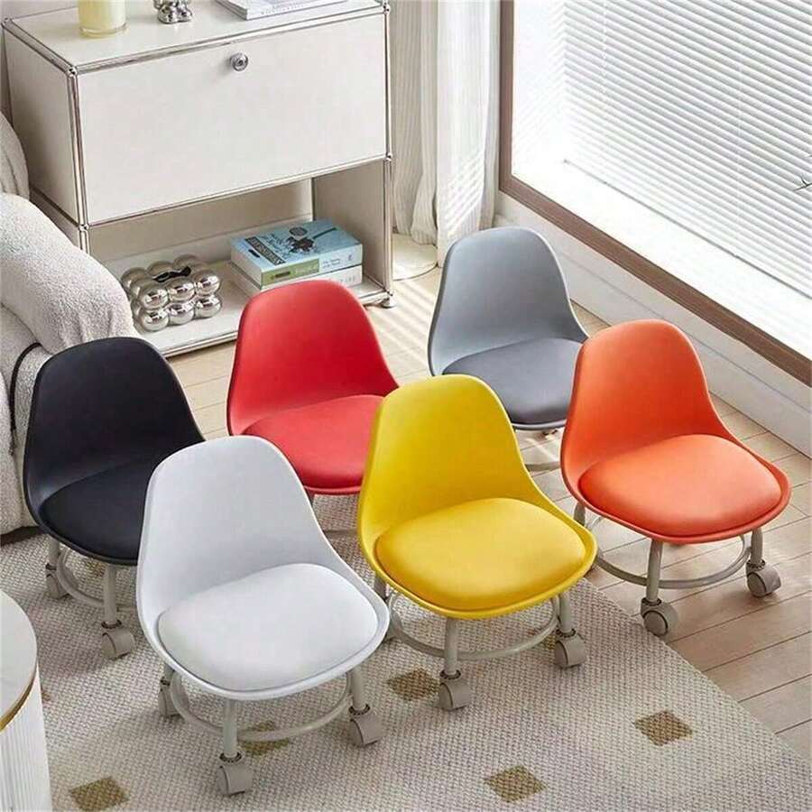 旋转脚凳，多功能懒人式带靠背轮凳，适用于家庭、客厅 - 彩色 - 查看 1