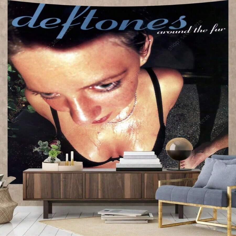 "Deftone Around The Fur" Music Album Canvas Art Poster Tapestry Wall Hanging For Kawaii Room Decor Aesthetic Bedroom Dorm Decor, Home Decor, Flags For Room, Tapestry, Wall Tapestry - 多色的 - 查看 1