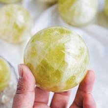 1 Quả cầu pha lê lớn, quý hiếm, màu vàng kim lấp lánh với các vệt bạc, quả cầu pha lê thạch anh, mẫu khoáng vật, vật trang trí nhà độc đáo, món quà lý tưởng cho người sưu tầm pha lê. - Màu vàng - Xem 16