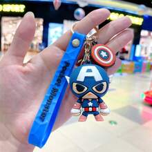 1pc [Marvel Fans Cool Style] Blue, White, And Red Silicone Dolls+Shield Pendants, Keychains, Bag Decorations/Holiday Gifts New Year's Gift, Valentine's Day Gift, Easter Gift (Stochastic Style) - Multicolor - View 4