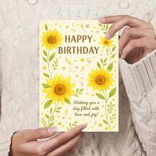 1pc Sunflower Birthday Card – 'Happy Birthday, Wishing You A Day Filled With Love And Joy' – Cheerful Sunflower Illustration – Includes Envelope – Perfect Heartfelt Gift For Celebrating Birthdays With Warmth & Positivity - Single Piece - View 6