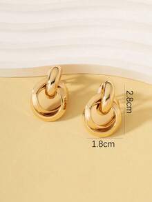 1 对经典金属几何和圆形夹式耳环，适合无耳洞女性，耳环 - 金屬耳夾 - 查看 3