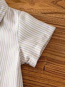 3pcs Baby Boys' Summer Casual Striped Polo Shirt, Bib Shorts, And Bow Tie Gentleman Outfit - Brown - View 4