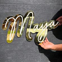 Plăcuță personalizată 3D cu oglindă acrilică dublu strat, identificare personalizată pe perete pentru cafenea/salon de unghii/salon de coafură/gene/spa/magazin, decor de grădină - Multicolor - Vizualizare 14
