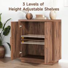 ONBRILL Buffet Cabinet With Storage, 63" Mid-Century Modern Sideboard Cabinet With 4 Doors & Shelves, Wooden Kitchen Coffee Bar Credenza Storage For Living Room, Dining Room, Hallway, 32'' Wide / 63" Wide - 31 inch Brown - 查看 6