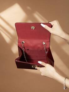 REMANLAND 1pc Elegant Fashion Mirror Clutch Bag, Suitable For Women, Female Students, Beginners And Office Ladies For Party, Ball, Wedding Banquet, Perfect For Party Girls, Women, Ideal Gift For Party, Wedding, Ball, Banquet, Gala - Burgundy - View 7