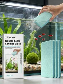 Yegbong 3pcs/Box Double-Sided Sanding Sponge, Multifunctional Aquarium Cleaning Sponge, Reusable Descaling Cleaning Tool - View 4