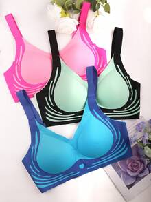 Women's Wireless Bra Set, Seamless Comfortable Design, Soft Breathable Fabric, Perfect For Daily Wear & Special Occasions,Lingerie Set,Bras Plus Size Women - 彩色 - 查看 8