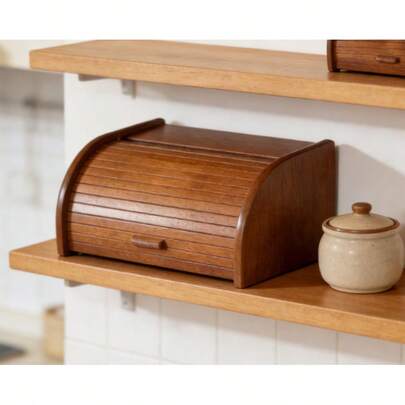 Caja de pan de bambú con tapa deslizante, 2 opciones de tamaño (color aleatorio), gran capacidad de almacenamiento en el mostrador, perfecta para mantener el pan, los pasteles y los aperitivos frescos, ideal para encimeras de cocina