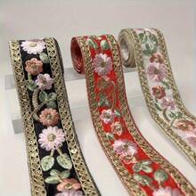 1.5 Yard/2.5 Yard New Embroidered Lace Trims, Embroidered Lace, Water-Soluble Lace, Applique Lace, Sewing Handmade Decorations, Suitable For Sewing Crafts, Party, Wedding, Clothing Decoration, Headwear, Collar, Hat, Gift Packaging, Curtains, Tablecloths, Home Textiles, Bags, Bedding, Holiday Decorations And DIY Accessories - Red - View 2