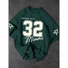 T-Shirt 32 Miami Shirt Blouse Unisex Men's Women's 100% Cotton Top Premium Streetwear New Release Immediate Shipping Various Colors!! - 軍綠色 - 查看 1